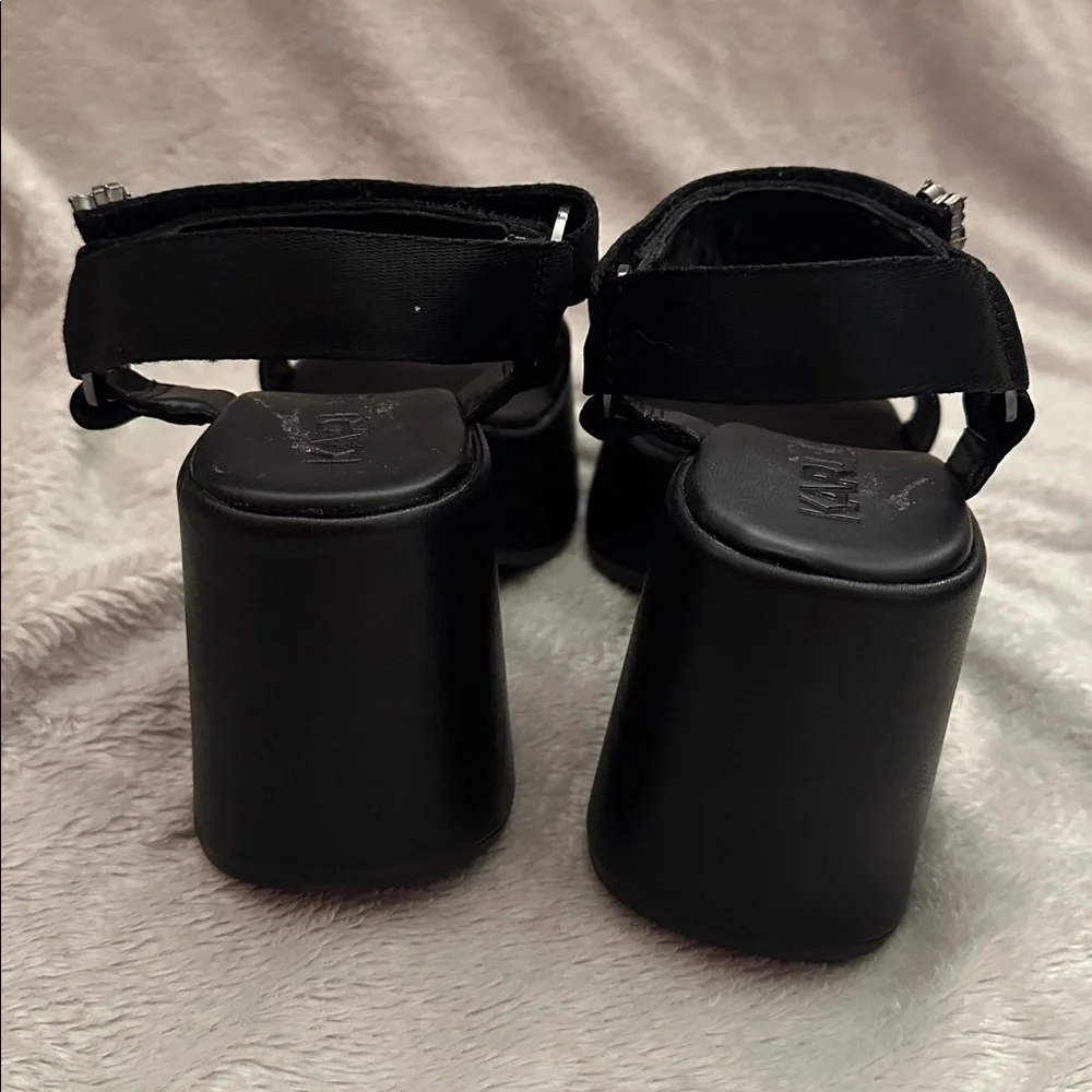 NWT Karl Lagerfeld Kiana Platform Wedge Sandal - Black - Women's Size 7.5 - Picture 5 of 12